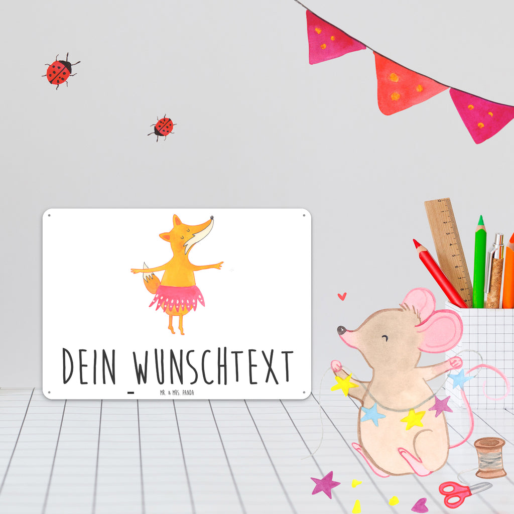 Personalisiertes Blechschild Fuchs Ballerina Blechschild, Metallschild, Geschenk Schild, Schild, Magnet-Metall-Schild, Deko Schild, Wandschild, Wand-Dekoration, Türschild, Fuchs, Fuchs Spruch, Füchse, Füchsin, Ballerina, Ballett, Tänzerin, Tanzen, Party, Einladung, Geburtstag