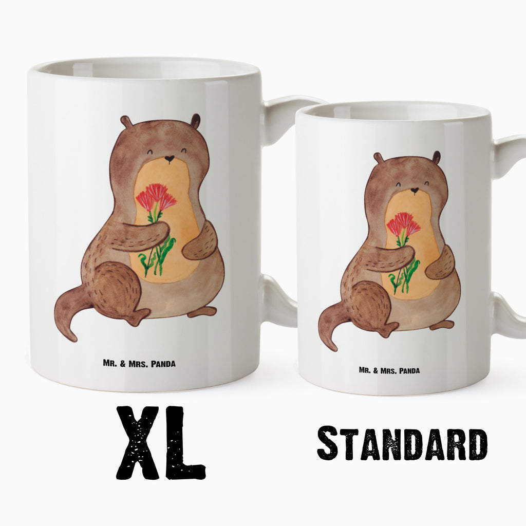 XL Tasse Otter Blumenstrauß XL Tasse, Große Tasse, Grosse Kaffeetasse, XL Becher, XL Teetasse, spülmaschinenfest, Jumbo Tasse, Groß, Otter, Fischotter, Seeotter, Otter Seeotter See Otter