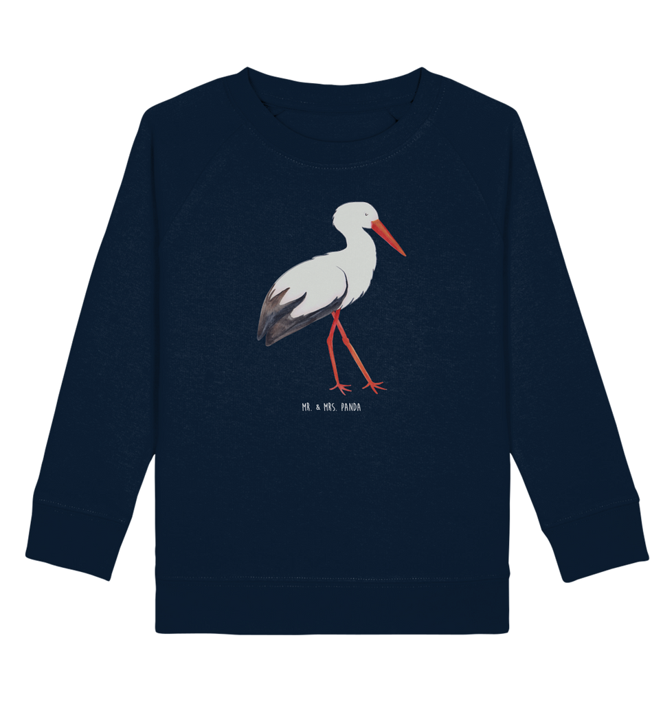 Organic Kinder Pullover Storch Kinder Pullover, Kinder Sweatshirt, Jungen, Mädchen, Tiermotive, Gute Laune, lustige Sprüche, Tiere, Storch, Störche, Schwangerschaft, Geburt, Mutter, Mütter, Mutter werden, Schwanger, Babybauch, Baby