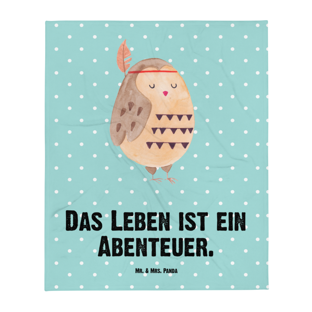 Kuscheldecke Eule Federschmuck Decke, Wohndecke, Tagesdecke, Wolldecke, Sofadecke, Eule, Eule Deko, Owl, Das Leben ist ein Abenteuer, Reisespruch, Federschmuck, Dekoration