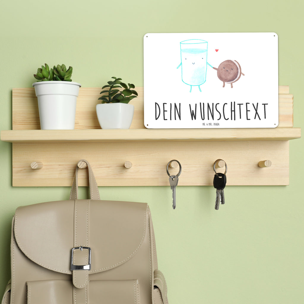 Personalisiertes Blechschild Milch Keks Blechschild, Metallschild, Geschenk Schild, Schild, Magnet-Metall-Schild, Deko Schild, Wandschild, Wand-Dekoration, Türschild, Tiermotive, Gute Laune, lustige Sprüche, Tiere, Milk, Cookie, Milch, Keks, Kekse, Kaffee, Einladung Frühstück, Motiv süß, romantisch, perfektes Paar