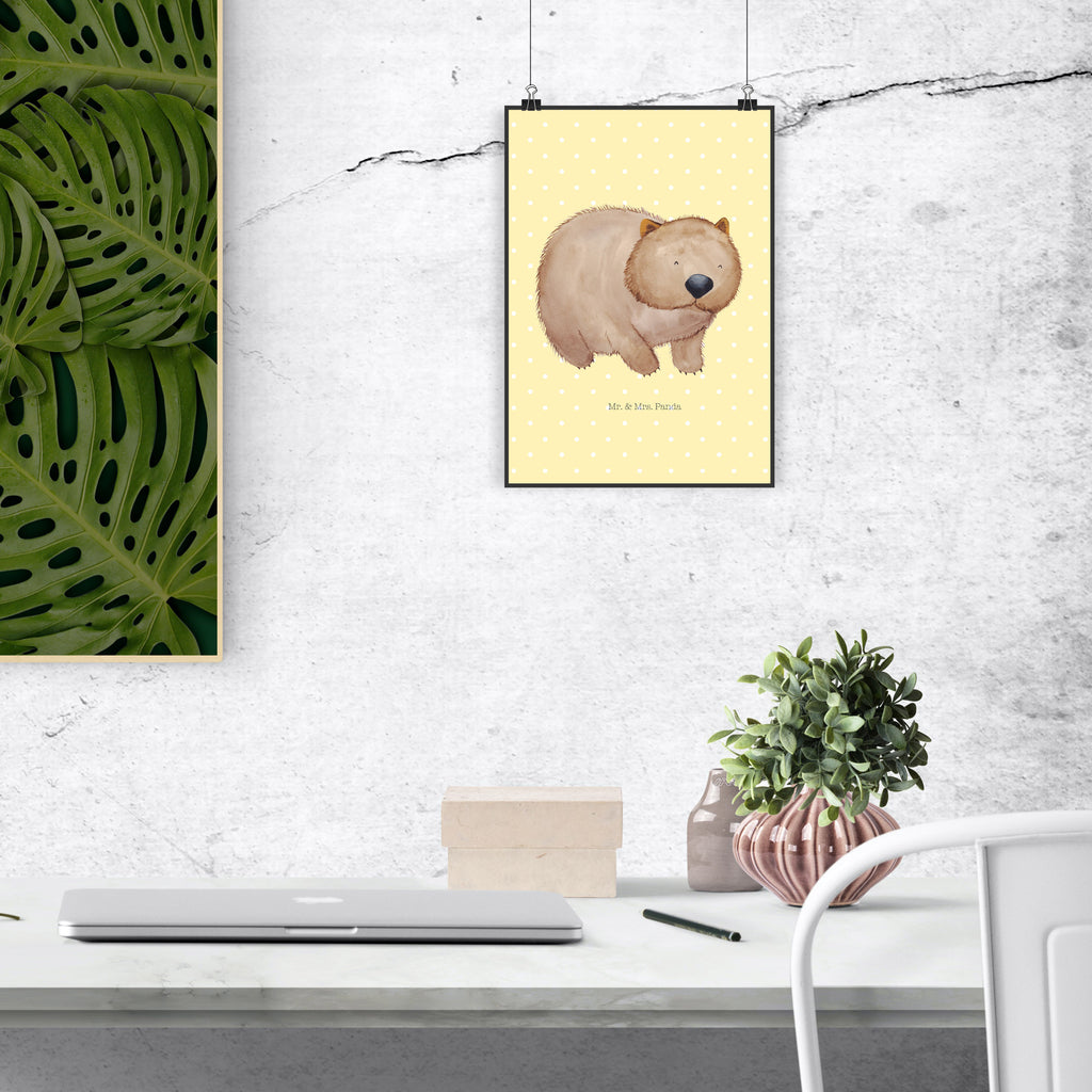 Poster Wombat Poster, Wandposter, Bild, Wanddeko, Küchenposter, Kinderposter, Wanddeko Bild, Raumdekoration, Wanddekoration, Handgemaltes Poster, Mr. & Mrs. Panda Poster, Designposter, Kunstdruck, Posterdruck, Tiermotive, Gute Laune, lustige Sprüche, Tiere, Wombat, Das Leben ist schön, Motivation, Spruch, Australien