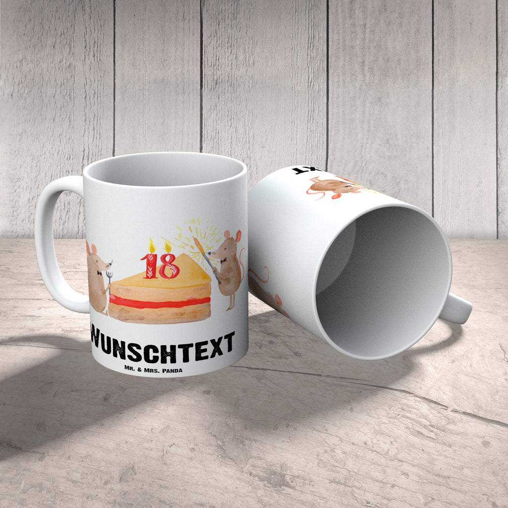 Personalisierte Tasse 18. Geburtstag Mäuse Kuchen Personalisierte Tasse, Namenstasse, Wunschname, Personalisiert, Tasse, Namen, Drucken, Tasse mit Namen, Geburtstag, Geburtstagsgeschenk, Geschenk, Maus, Geburtstage, Happy Birthday, Geburtstagsfeier