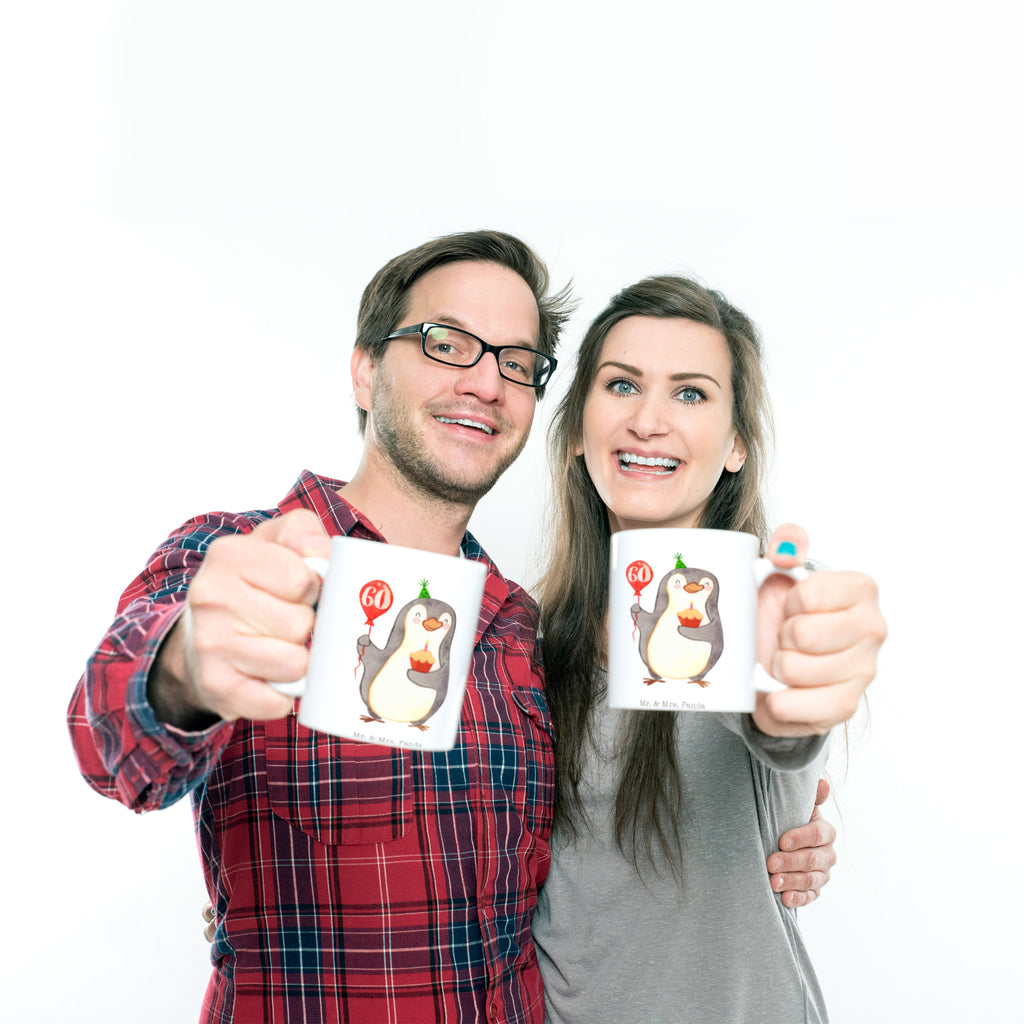 Tasse 60. Geburtstag Pinguin Luftballon Tasse, Kaffeetasse, Teetasse, Becher, Kaffeebecher, Teebecher, Keramiktasse, Porzellantasse, Büro Tasse, Geschenk Tasse, Tasse Sprüche, Tasse Motive, Kaffeetassen, Tasse bedrucken, Designer Tasse, Cappuccino Tassen, Schöne Teetassen, Geburtstag, Geburtstagsgeschenk, Geschenk, Pinguin, Geburtstage, Happy Birthday, Geburtstagsfeier