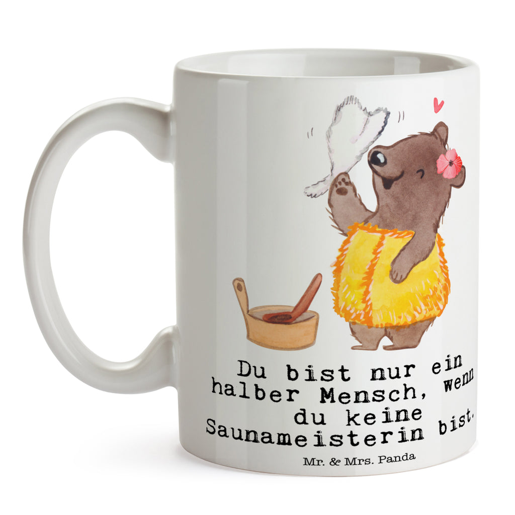 Tasse Saunameisterin mit Herz Tasse, Kaffeetasse, Teetasse, Becher, Kaffeebecher, Teebecher, Keramiktasse, Porzellantasse, Büro Tasse, Geschenk Tasse, Tasse Sprüche, Tasse Motive, Kaffeetassen, Tasse bedrucken, Designer Tasse, Cappuccino Tassen, Schöne Teetassen, Beruf, Ausbildung, Jubiläum, Abschied, Rente, Kollege, Kollegin, Geschenk, Schenken, Arbeitskollege, Mitarbeiter, Firma, Danke, Dankeschön