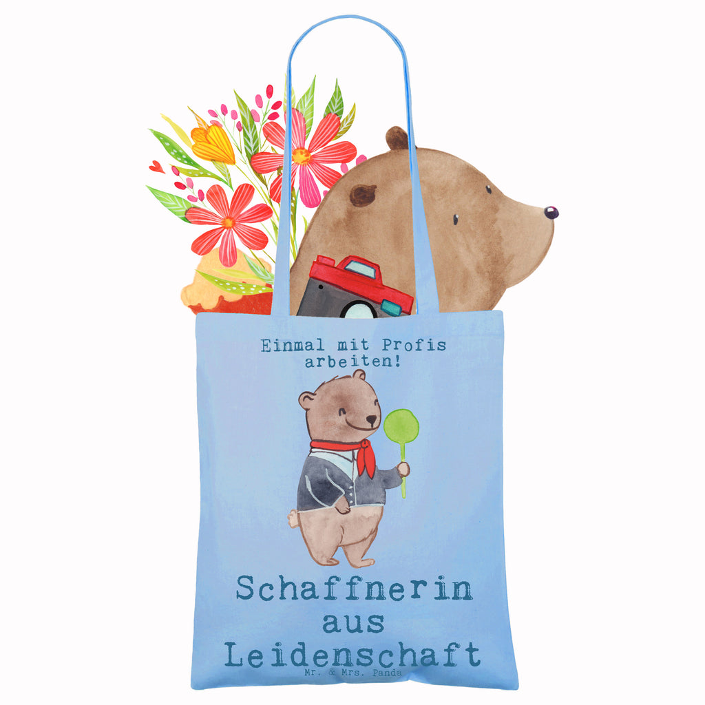 Tragetasche Schaffnerin aus Leidenschaft Beuteltasche, Beutel, Einkaufstasche, Jutebeutel, Stoffbeutel, Tasche, Shopper, Umhängetasche, Strandtasche, Schultertasche, Stofftasche, Tragetasche, Badetasche, Jutetasche, Einkaufstüte, Laptoptasche, Beruf, Ausbildung, Jubiläum, Abschied, Rente, Kollege, Kollegin, Geschenk, Schenken, Arbeitskollege, Mitarbeiter, Firma, Danke, Dankeschön