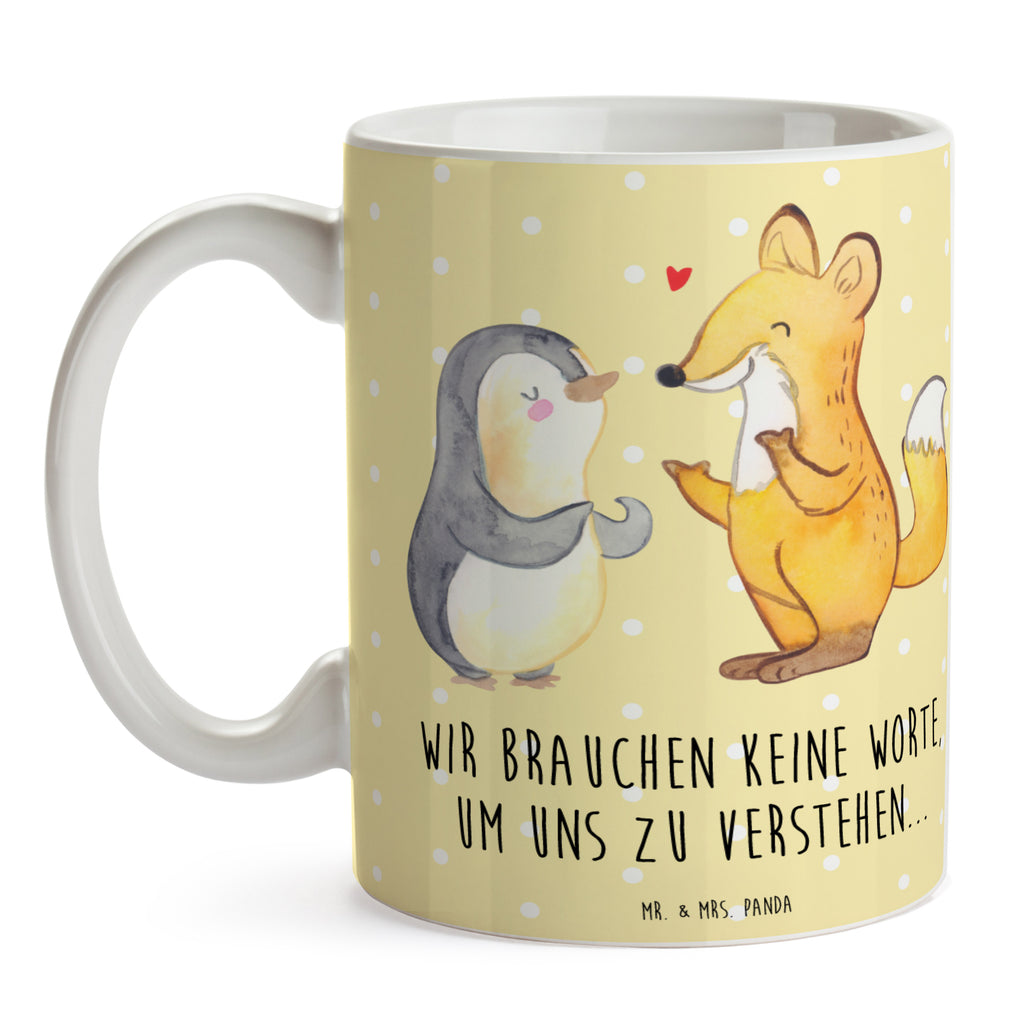 Tasse Fuchs & Pinguin gehörlos Tasse, Kaffeetasse, Teetasse, Becher, Kaffeebecher, Teebecher, Keramiktasse, Porzellantasse, Büro Tasse, Geschenk Tasse, Tasse Sprüche, Tasse Motive, Kaffeetassen, Tasse bedrucken, Designer Tasse, Cappuccino Tassen, Schöne Teetassen, Gebärdensprache, gehörlos, Fuchs, Pinguin