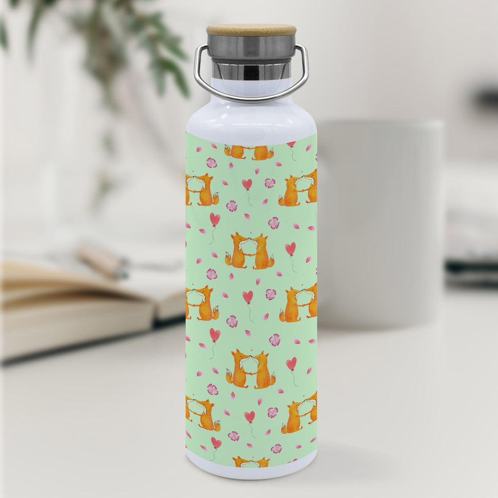 Trinkflasche Füchse Liebe Muster Thermosflasche, Isolierflasche, Edelstahl, Trinkflasche, isoliert, Wamrhaltefunktion, Sportflasche, Flasche zum Sport, Sportlerflasche, Fuchs, Füchse, Fox, Liebe, Liebespaar, Paar, Partner, Freundin, Freund, Ehe, Verlobte, Ehemann, Ehefrau, Liebesbeweis