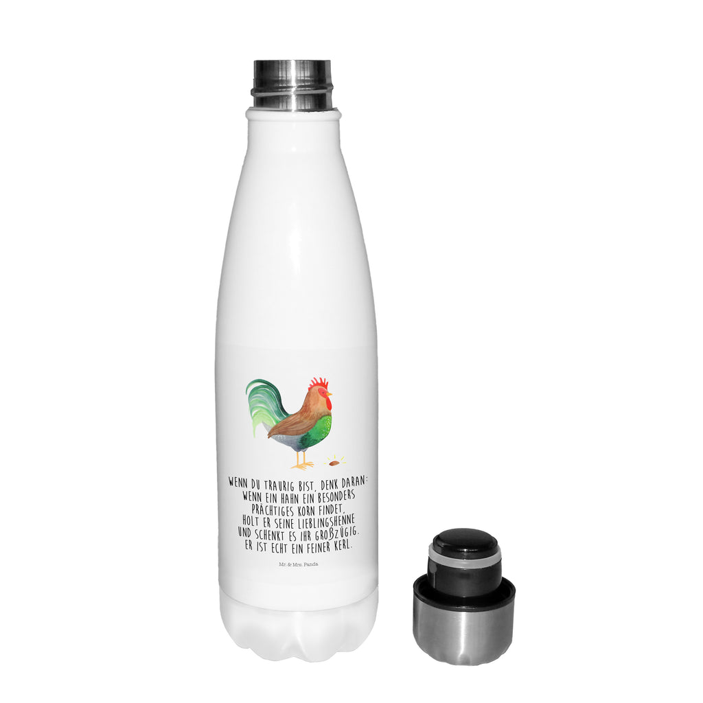 Thermosflasche Hahn mit Korn Isolierflasche, Thermoflasche, Trinkflasche, Thermos, Edelstahl, Bauernhof, Hoftiere, Landwirt, Landwirtin, Hahn, Korn, Henne, Eier, Natur