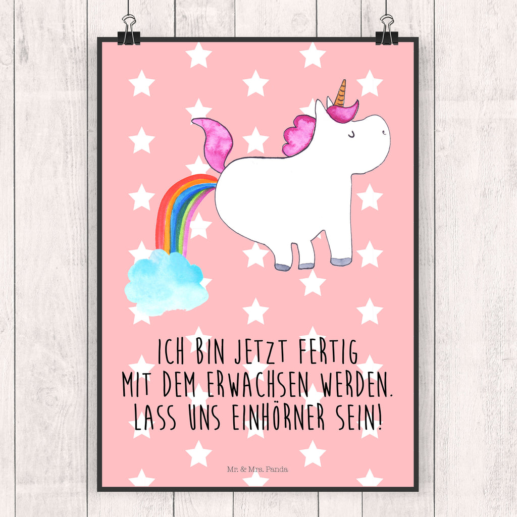 Poster Einhorn Pupsen Poster, Wandposter, Bild, Wanddeko, Küchenposter, Kinderposter, Wanddeko Bild, Raumdekoration, Wanddekoration, Handgemaltes Poster, Mr. & Mrs. Panda Poster, Designposter, Kunstdruck, Posterdruck, Einhorn, Einhörner, Einhorn Deko, Pegasus, Unicorn, Pups, Regenbogen, Glitzer, Einhornpower, Erwachsenwerden, Spaß, lustig, Freundin