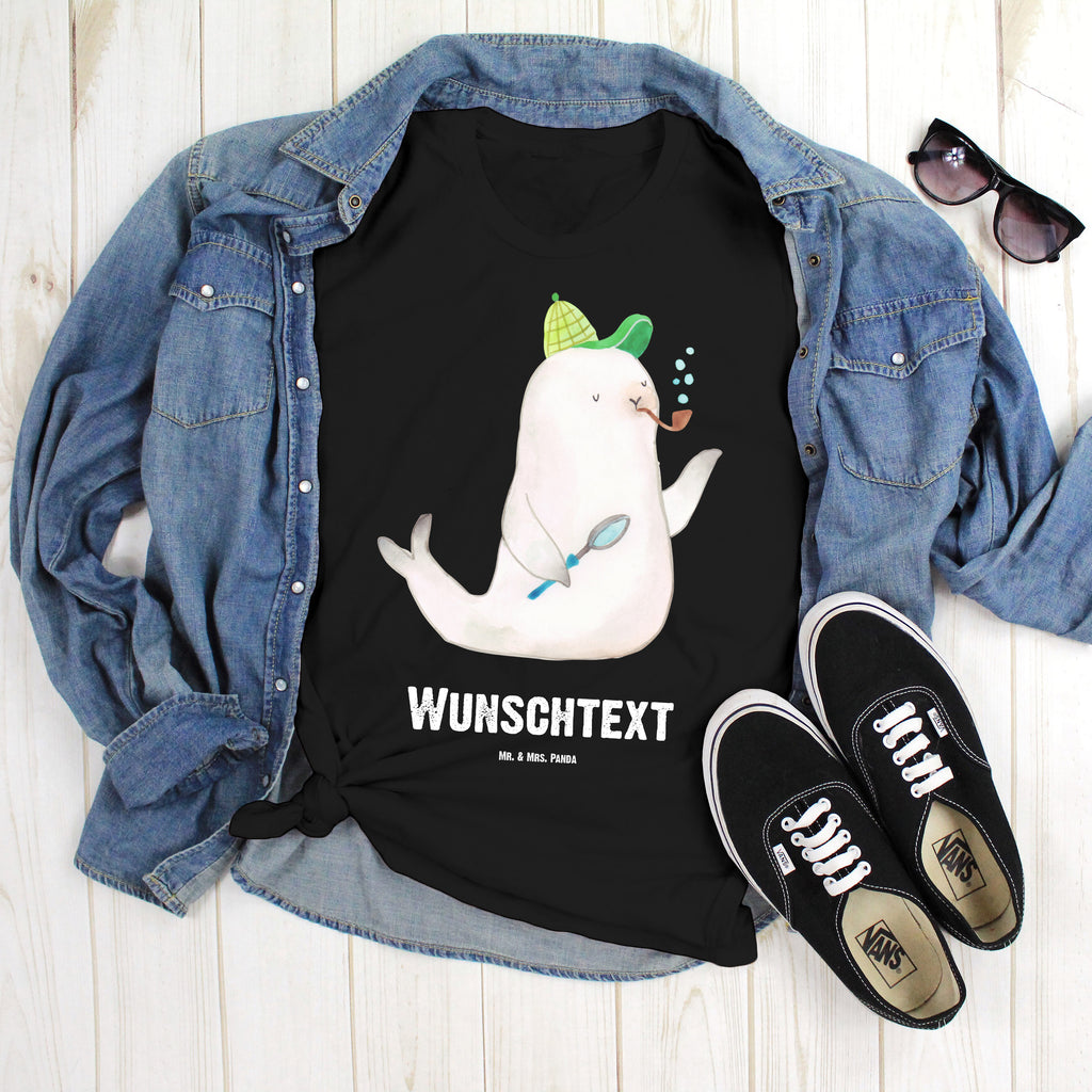 Personalisiertes T-Shirt Robbe Sherlock T-Shirt Personalisiert, T-Shirt mit Namen, T-Shirt mit Aufruck, Männer, Frauen, Wunschtext, Bedrucken, Tiermotive, Gute Laune, lustige Sprüche, Tiere