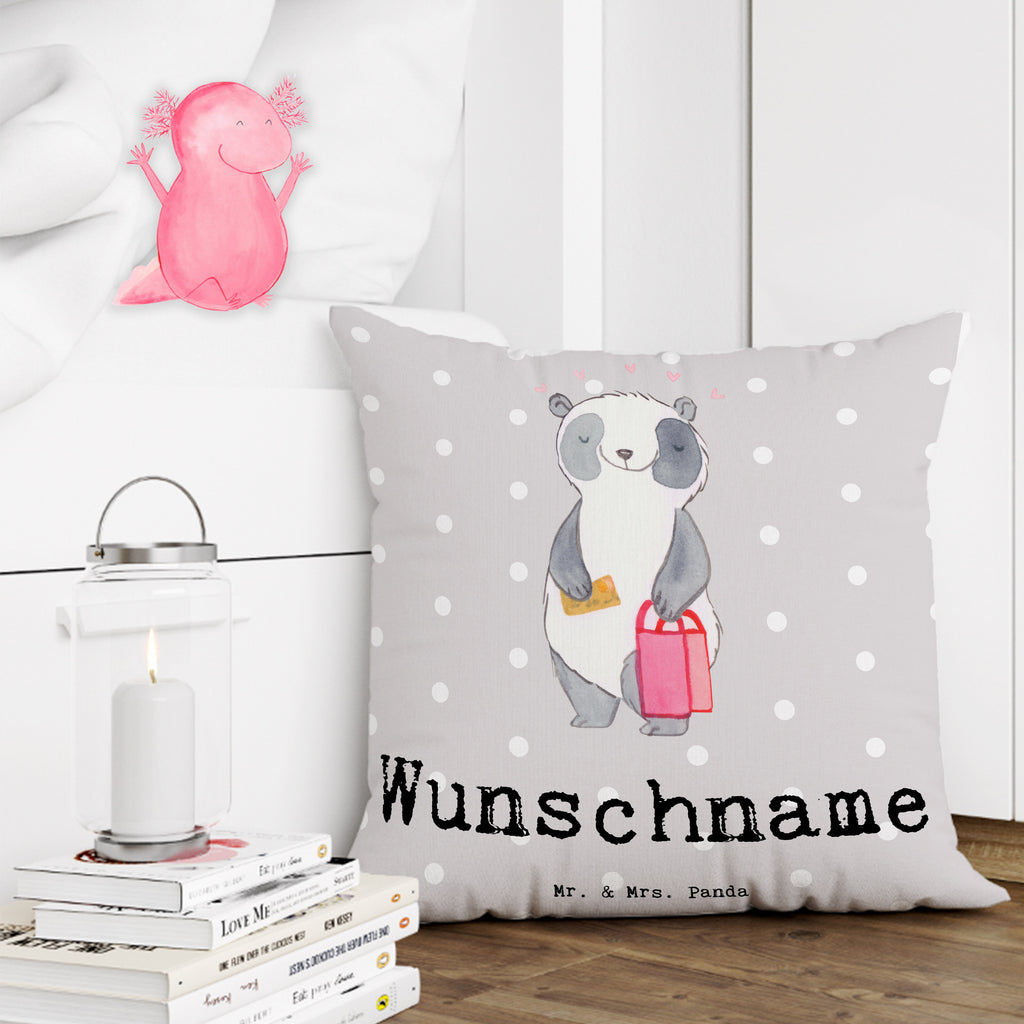 Personalisiertes Kissen Panda Bester Shoppingpartner der Welt Kissen, personalisiert, Name, Wunschname, bedrucken, Kopfkissen, für, Dankeschön, Geschenk, Schenken, Geburtstag, Geburtstagsgeschenk, Geschenkidee, Danke, Bedanken, Mitbringsel, Freude machen, Geschenktipp, Shoppingpartner, Shoppen, Begleitung, Partner, Freundin, Freund, bff, Shopping, Einkaufen, Shopping-Queen, Queen, Bester