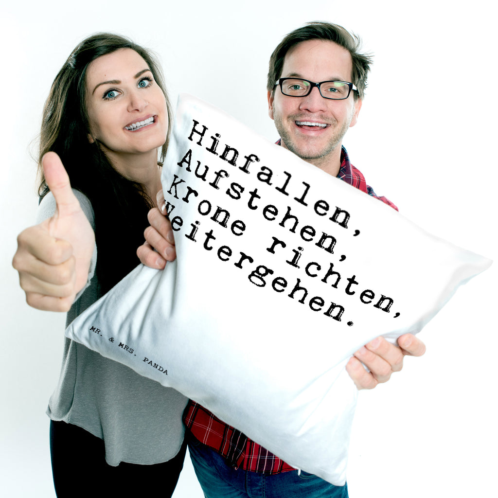 40x40 Kissen Sprüche und Zitate Hinfallen, Aufstehen, Krone richten, Weitergehen. Kissenhülle, Kopfkissen, Sofakissen, Dekokissen, Motivkissen, Spruch, Sprüche, lustige Sprüche, Weisheiten, Zitate, Spruch Geschenke, Spruch Sprüche Weisheiten Zitate Lustig Weisheit Worte