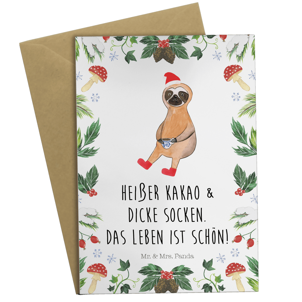 Grußkarte Faultier Kakao Grußkarte, Klappkarte, Einladungskarte, Glückwunschkarte, Hochzeitskarte, Geburtstagskarte, Karte, Ansichtskarten, Winter, Weihnachten, Weihnachtsdeko, Nikolaus, Advent, Heiligabend, Wintermotiv