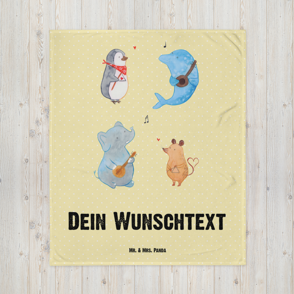 Personalisierte Decke Big Band Personalisierte Decke, Decke mit Namen, Kuscheldecke mit Namen, Decke bedrucken, Kuscheldecke bedrucken, Tiermotive, Gute Laune, lustige Sprüche, Tiere, Hund, Pinguin, Maus, Elefant, Delfin, Gitarre, Band, Triangel, Musikanten, Musik