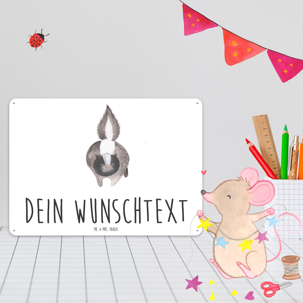 Personalisiertes Blechschild Stinktier Angriff Blechschild, Metallschild, Geschenk Schild, Schild, Magnet-Metall-Schild, Deko Schild, Wandschild, Wand-Dekoration, Türschild, Stinktier, Skunk, Wildtier, Raubtier, Stinker, Stinki, wütend, Drohung