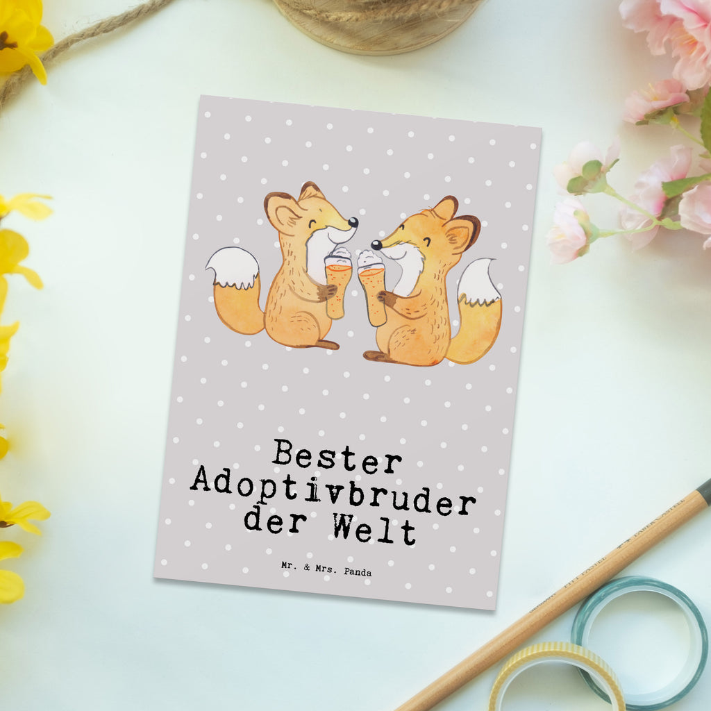 Postkarte Fuchs Bester Adoptivbruder der Welt Postkarte, Karte, Geschenkkarte, Grußkarte, Einladung, Ansichtskarte, Geburtstagskarte, Einladungskarte, Dankeskarte, Ansichtskarten, Einladung Geburtstag, Einladungskarten Geburtstag, für, Dankeschön, Geschenk, Schenken, Geburtstag, Geburtstagsgeschenk, Geschenkidee, Danke, Bedanken, Mitbringsel, Freude machen, Geschenktipp, Adoptivbruder, adoptiert, Bruder, Brudi, Geschwister, Bruderherz, Schwester, Familie, Kleinigkeit, Brother, Bester, Sohn