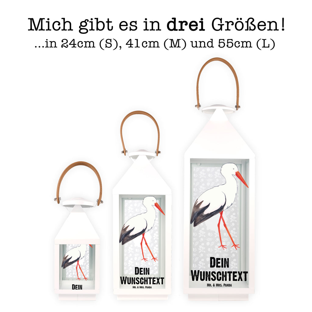 Personalisierte Deko Laterne Storch Gartenlampe, Gartenleuchte, Gartendekoration, Gartenlicht, Laterne kleine Laternen, XXL Laternen, Laterne groß, Tiermotive, Gute Laune, lustige Sprüche, Tiere, Storch, Störche, Schwangerschaft, Geburt, Mutter, Mütter, Mutter werden, Schwanger, Babybauch, Baby