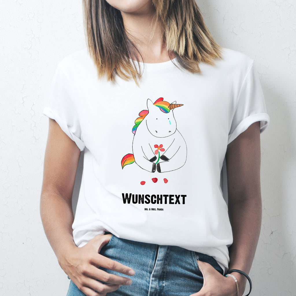 Personalisiertes T-Shirt Einhorn Traurig T-Shirt Personalisiert, T-Shirt mit Namen, T-Shirt mit Aufruck, Männer, Frauen, Wunschtext, Bedrucken, Einhorn, Einhörner, Einhorn Deko, Pegasus, Unicorn, Glitzer, Trösten. Freundschaft, Freunde, Liebe, Trauer, Grußkarte, Blume