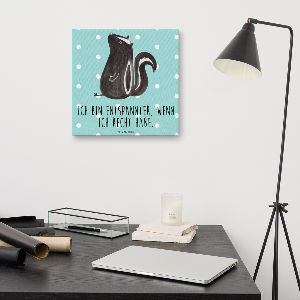 Leinwand Bild Stinktier Sitzen Leinwand, Bild, Kunstdruck, Wanddeko, Dekoration, Stinktier, Skunk, Wildtier, Raubtier, Stinker, Stinki, Spruch, Büro, Recht, Besserwisser