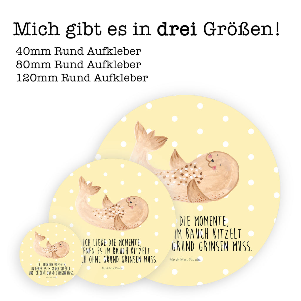 Rund Aufkleber Robbe liegend Sticker, Aufkleber, Etikett, Tiermotive, Gute Laune, lustige Sprüche, Tiere, Robbe, Robben, Seehund, Strand, Meerestier, Ostsee, Nordsee, Lachen, Freude