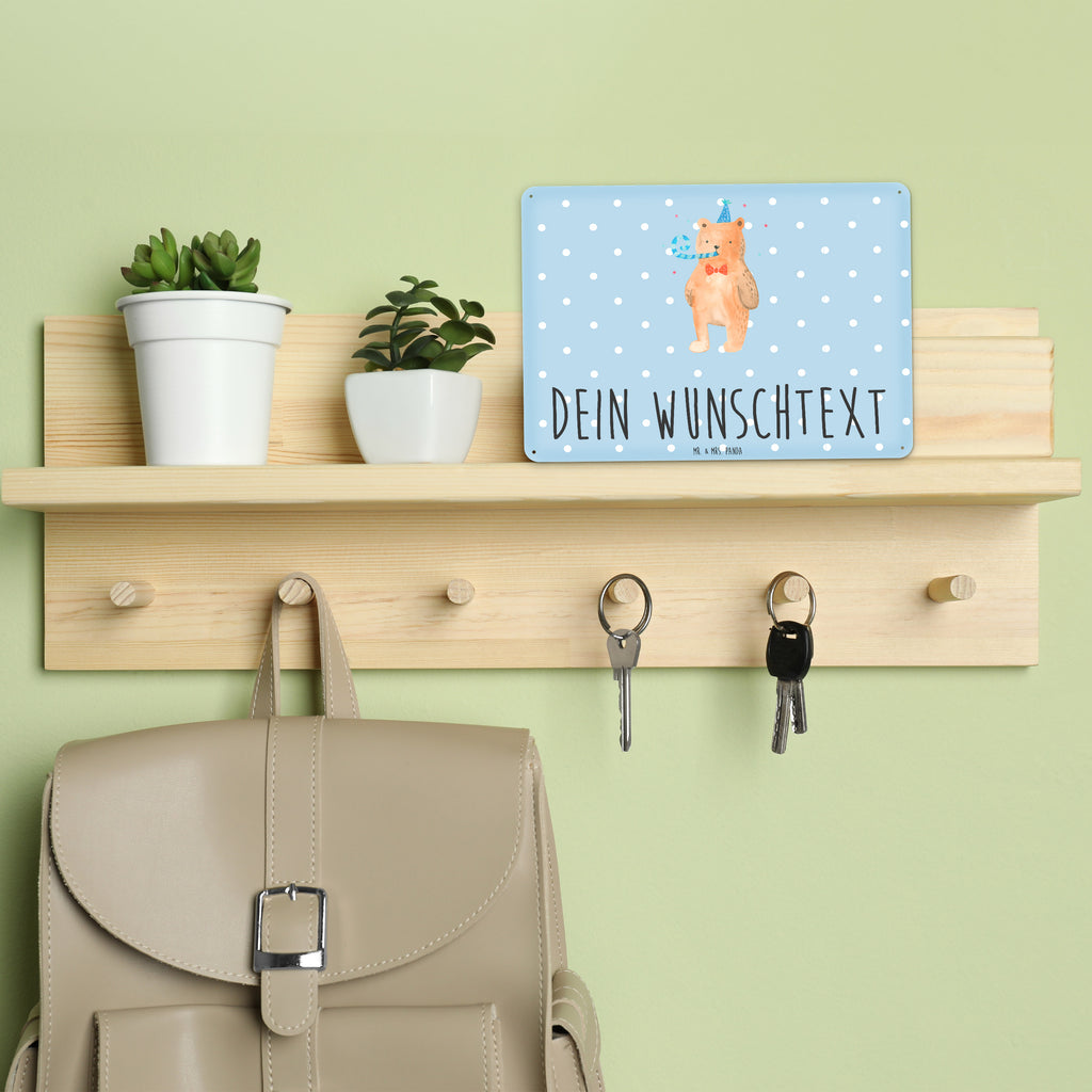 Personalisiertes Blechschild Bär Geburtstag Blechschild, Metallschild, Geschenk Schild, Schild, Magnet-Metall-Schild, Deko Schild, Wandschild, Wand-Dekoration, Türschild, Bär, Teddy, Teddybär, Happy Birthday, Alles Gute, Glückwunsch, Geburtstag