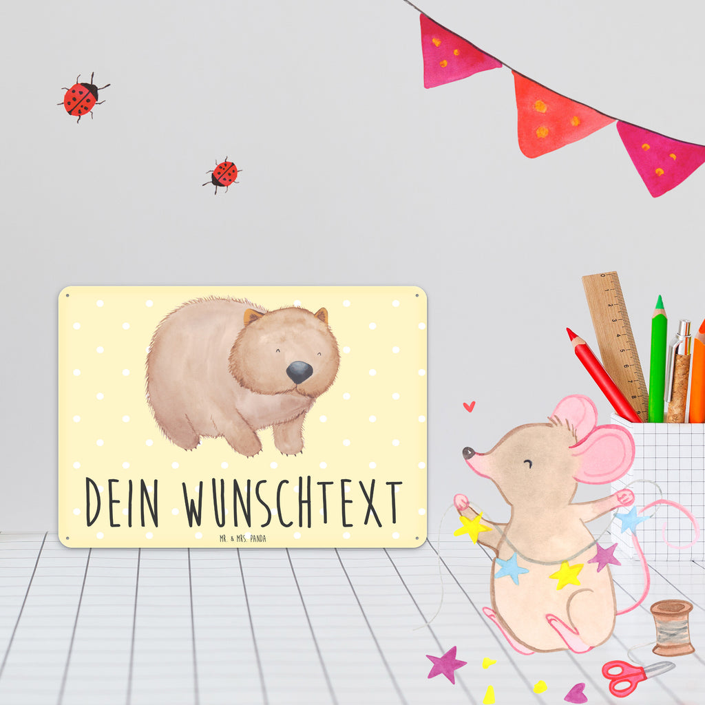 Personalisiertes Blechschild Wombat Blechschild, Metallschild, Geschenk Schild, Schild, Magnet-Metall-Schild, Deko Schild, Wandschild, Wand-Dekoration, Türschild, Tiermotive, Gute Laune, lustige Sprüche, Tiere, Wombat, Das Leben ist schön, Motivation, Spruch, Australien