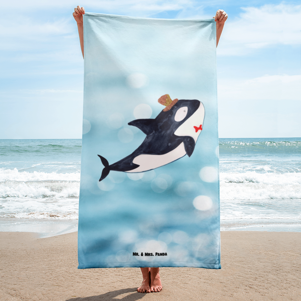 XL Badehandtuch Orca Zylinder Handtuch, Badetuch, Duschtuch, Strandtuch, Saunatuch, Meerestiere, Meer, Urlaub, Narwal, Glitter, Konfetti, Glitzer, Geburtstag, Feier, Fete, Fest, Glückwunsch, Orca