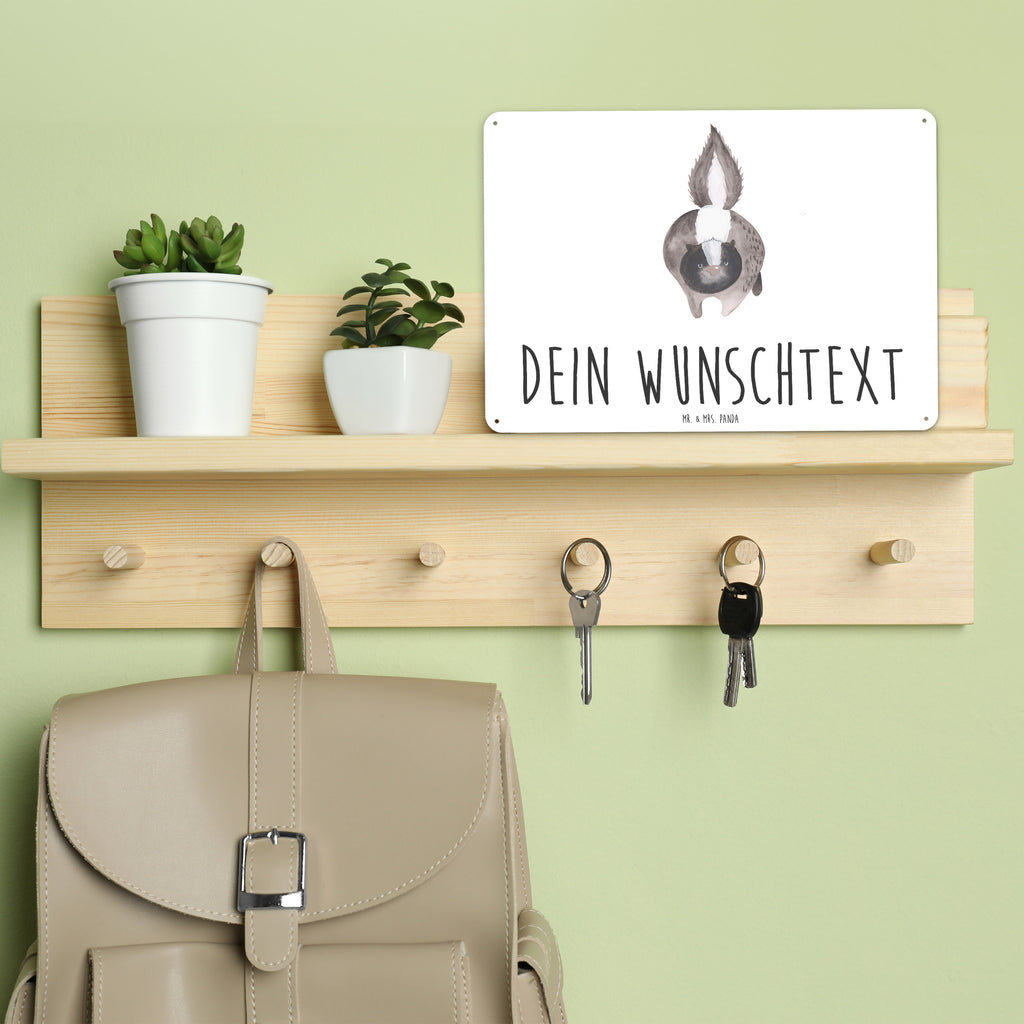 Personalisiertes Blechschild Stinktier Angriff Blechschild, Metallschild, Geschenk Schild, Schild, Magnet-Metall-Schild, Deko Schild, Wandschild, Wand-Dekoration, Türschild, Stinktier, Skunk, Wildtier, Raubtier, Stinker, Stinki, wütend, Drohung