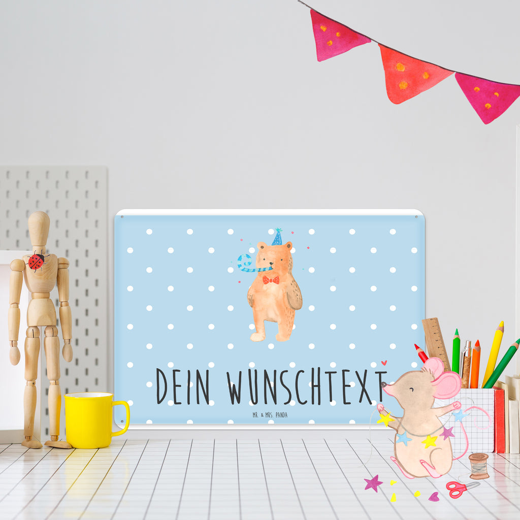 Personalisiertes Blechschild Bär Geburtstag Blechschild, Metallschild, Geschenk Schild, Schild, Magnet-Metall-Schild, Deko Schild, Wandschild, Wand-Dekoration, Türschild, Bär, Teddy, Teddybär, Happy Birthday, Alles Gute, Glückwunsch, Geburtstag