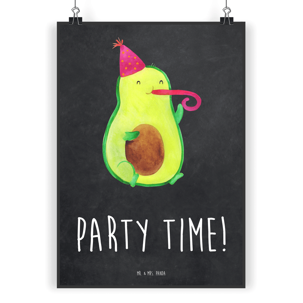 Poster Avocado Party Time Poster, Wandposter, Bild, Wanddeko, Küchenposter, Kinderposter, Wanddeko Bild, Raumdekoration, Wanddekoration, Handgemaltes Poster, Mr. & Mrs. Panda Poster, Designposter, Kunstdruck, Posterdruck, Avocado, Veggie, Vegan, Gesund