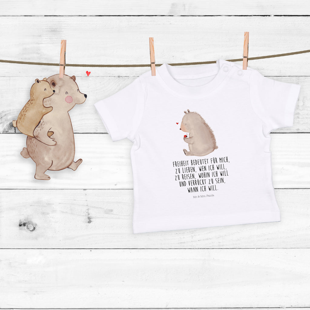 Organic Baby Shirt Bär Marienkäfer Baby T-Shirt, Jungen Baby T-Shirt, Mädchen Baby T-Shirt, Shirt, Bär, Teddy, Teddybär, Marienkäfer, Liebe, Freiheit, Motivation, Das Leben ist schön