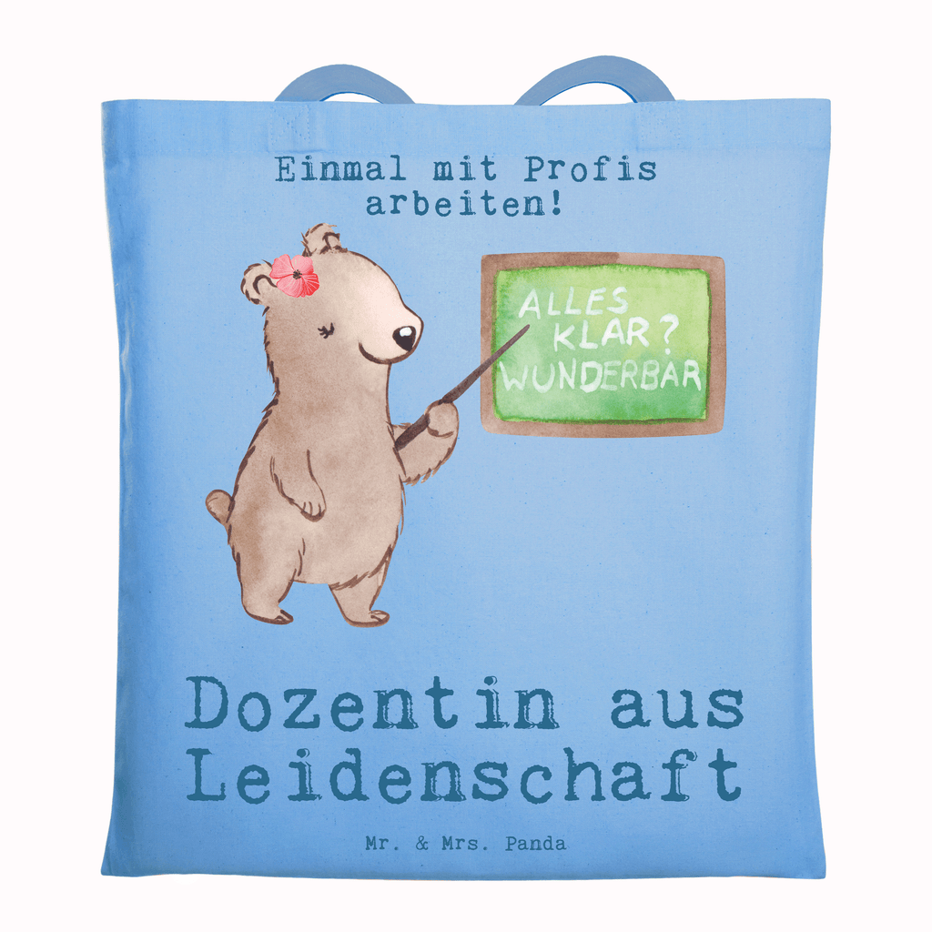 Tragetasche Dozentin aus Leidenschaft Beuteltasche, Beutel, Einkaufstasche, Jutebeutel, Stoffbeutel, Tasche, Shopper, Umhängetasche, Strandtasche, Schultertasche, Stofftasche, Tragetasche, Badetasche, Jutetasche, Einkaufstüte, Laptoptasche, Beruf, Ausbildung, Jubiläum, Abschied, Rente, Kollege, Kollegin, Geschenk, Schenken, Arbeitskollege, Mitarbeiter, Firma, Danke, Dankeschön, Dozentin, Professorin, Universität, Vorlesung, Tutorin, Akademikerin, Uni, Unterricht