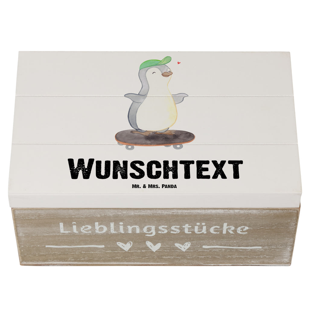 Personalisierte Holzkiste Pinguin Skateboarden Holzkiste mit Namen, Kiste mit Namen, Schatzkiste mit Namen, Truhe mit Namen, Schatulle mit Namen, Erinnerungsbox mit Namen, Erinnerungskiste, mit Namen, Dekokiste mit Namen, Aufbewahrungsbox mit Namen, Holzkiste Personalisiert, Kiste Personalisiert, Schatzkiste Personalisiert, Truhe Personalisiert, Schatulle Personalisiert, Erinnerungsbox Personalisiert, Erinnerungskiste Personalisiert, Dekokiste Personalisiert, Aufbewahrungsbox Personalisiert, Geschenkbox personalisiert, GEschenkdose personalisiert, Geschenk, Sport, Sportart, Hobby, Schenken, Danke, Dankeschön, Auszeichnung, Gewinn, Sportler, Skateboarden, Skateboard fahren, Skaten, Skateboard, Skateplatz