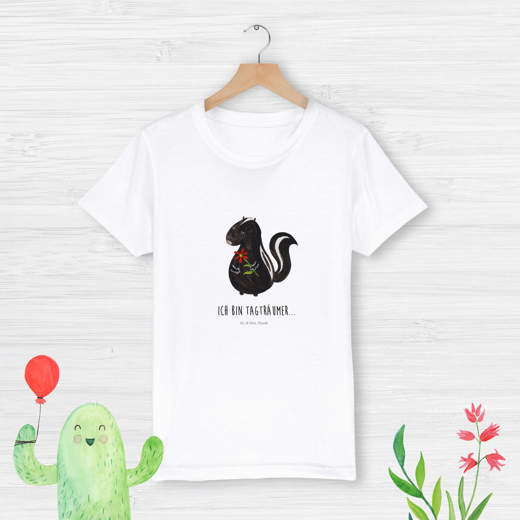 Organic Kinder T-Shirt Stinktier Blume Kinder T-Shirt, Kinder T-Shirt Mädchen, Kinder T-Shirt Jungen, Stinktier, Skunk, Wildtier, Raubtier, Stinker, Stinki, Tagträumer, verträumt, Dreams, Träume