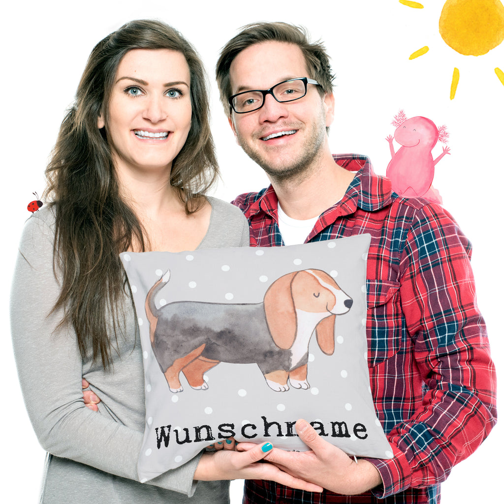 Personalisiertes Kissen Basset Hound Lebensretter Kissen, personalisiert, Name, Wunschname, bedrucken, Kopfkissen, Hund, Hunderasse, Rassehund, Hundebesitzer, Geschenk, Tierfreund, Schenken, Welpe, Basset Hound, Basset