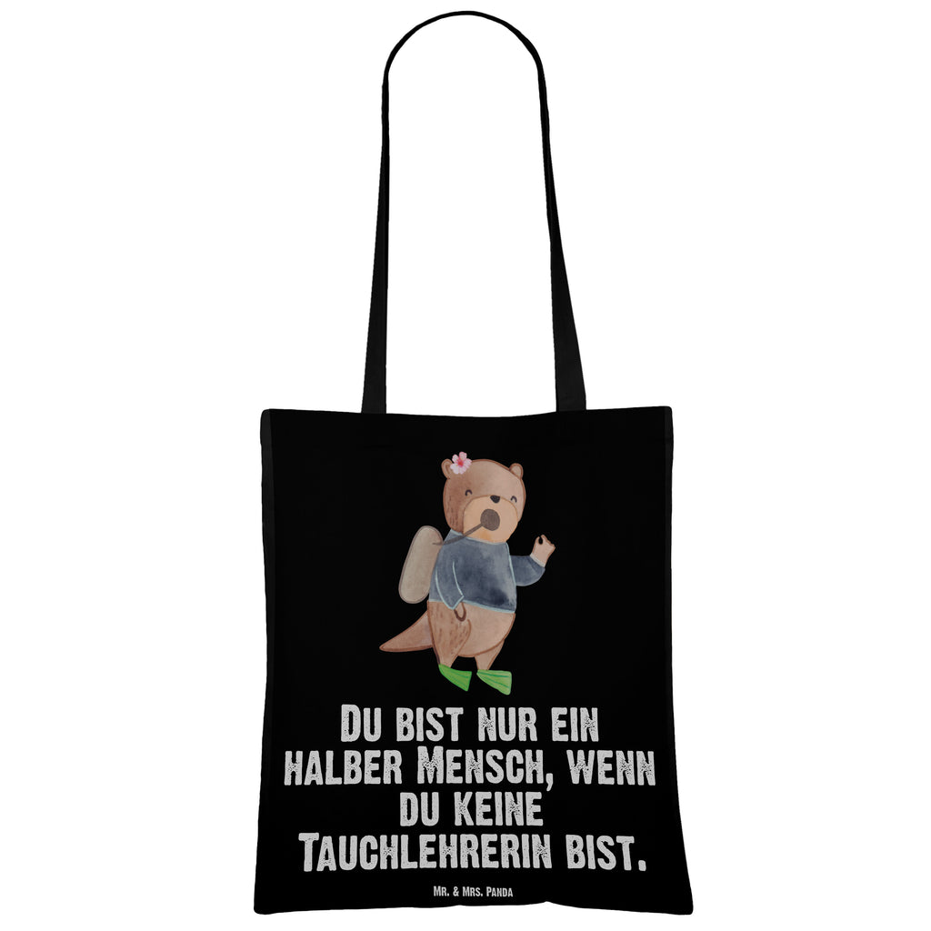 Tragetasche Tauchlehrerin mit Herz Beuteltasche, Beutel, Einkaufstasche, Jutebeutel, Stoffbeutel, Tasche, Shopper, Umhängetasche, Strandtasche, Schultertasche, Stofftasche, Tragetasche, Badetasche, Jutetasche, Einkaufstüte, Laptoptasche, Beruf, Ausbildung, Jubiläum, Abschied, Rente, Kollege, Kollegin, Geschenk, Schenken, Arbeitskollege, Mitarbeiter, Firma, Danke, Dankeschön