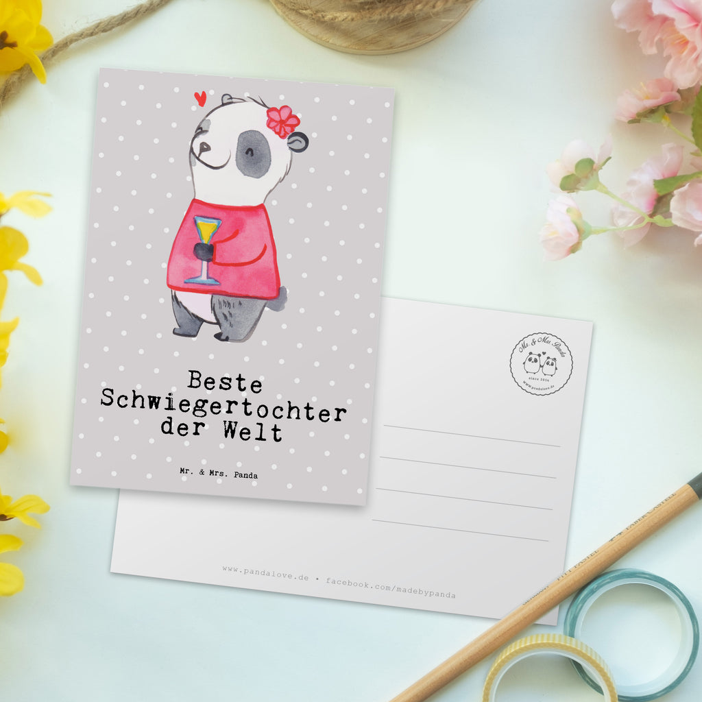 Postkarte Panda Beste Schwiegertochter der Welt Postkarte, Karte, Geschenkkarte, Grußkarte, Einladung, Ansichtskarte, Geburtstagskarte, Einladungskarte, Dankeskarte, Ansichtskarten, Einladung Geburtstag, Einladungskarten Geburtstag, für, Dankeschön, Geschenk, Schenken, Geburtstag, Geburtstagsgeschenk, Geschenkidee, Danke, Bedanken, Mitbringsel, Freude machen, Geschenktipp, Schwiegertochter, Tochter, Ehefrau des Sohns, Frau, angeheiratet, Hochzeit