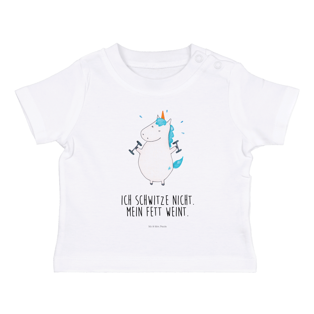 Organic Baby Shirt Einhorn Fitness Baby T-Shirt, Jungen Baby T-Shirt, Mädchen Baby T-Shirt, Shirt, Einhorn, Einhörner, Einhorn Deko, Pegasus, Unicorn, Gym, Fitness, Fitnessstudio, Diät, Abnehmen, Sport, Pumpen, Geräte, Sixpack