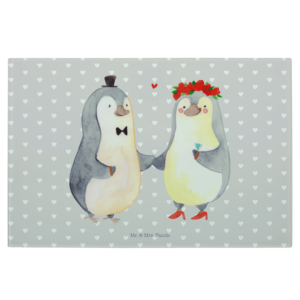 Glasschneidebrett Pinguin Heirat Glasschneidebrett, Schneidebrett, Liebe, Partner, Freund, Freundin, Ehemann, Ehefrau, Heiraten, Verlobung, Heiratsantrag, Liebesgeschenk, Jahrestag, Hocheitstag