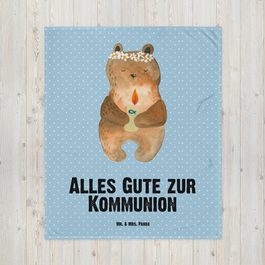 Babydecke Bär Kommunion Babydecke, Babygeschenk, Geschenk Geburt, Babyecke Kuscheldecke, Krabbeldecke, Bär, Teddy, Teddybär, Kommunion, Gottes Segen, Taufkerze, katholisch