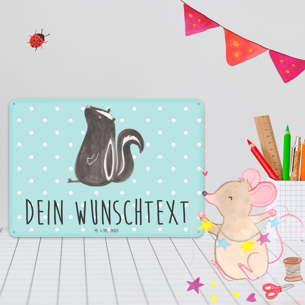 Personalisiertes Blechschild Stinktier Sitzen Blechschild, Metallschild, Geschenk Schild, Schild, Magnet-Metall-Schild, Deko Schild, Wandschild, Wand-Dekoration, Türschild, Stinktier, Skunk, Wildtier, Raubtier, Stinker, Stinki, Spruch, Büro, Recht, Besserwisser