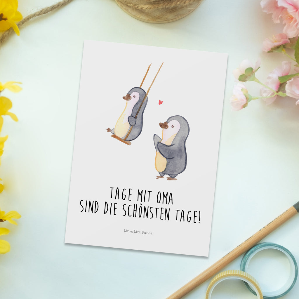 Postkarte Pinguin Oma schaukeln Postkarte, Karte, Geschenkkarte, Grußkarte, Einladung, Ansichtskarte, Geburtstagskarte, Einladungskarte, Dankeskarte, Ansichtskarten, Einladung Geburtstag, Einladungskarten Geburtstag, Familie, Vatertag, Muttertag, Bruder, Schwester, Mama, Papa, Oma, Opa, beste Oma, Lieblingsoma, Geschenk für Oma, Omi, Großmutter