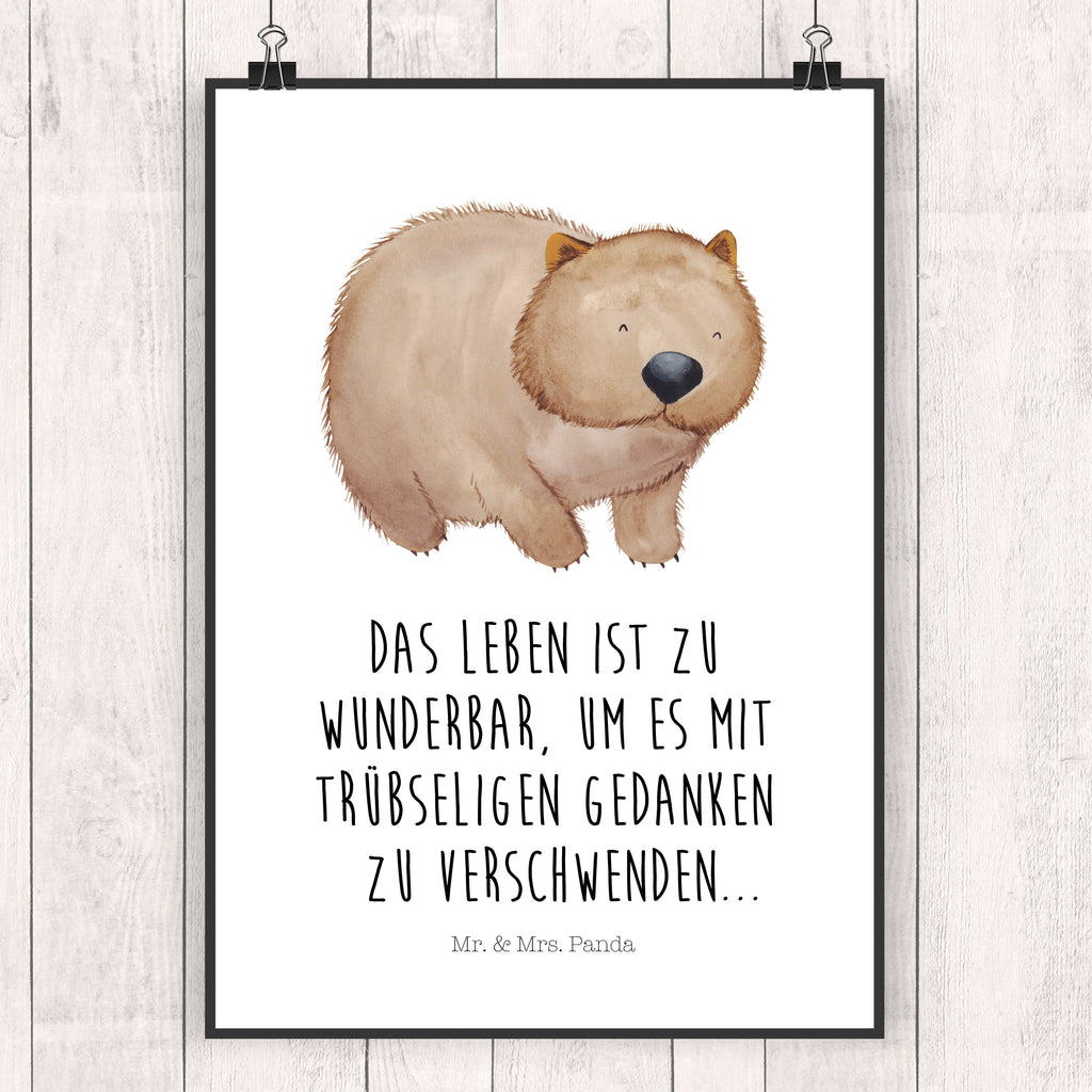 Poster Wombat Poster, Wandposter, Bild, Wanddeko, Küchenposter, Kinderposter, Wanddeko Bild, Raumdekoration, Wanddekoration, Handgemaltes Poster, Mr. & Mrs. Panda Poster, Designposter, Kunstdruck, Posterdruck, Tiermotive, Gute Laune, lustige Sprüche, Tiere, Wombat, Das Leben ist schön, Motivation, Spruch, Australien