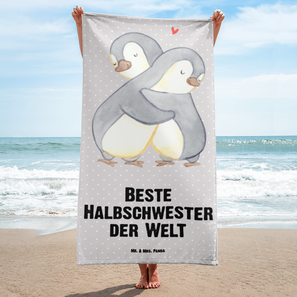 XL Badehandtuch Pinguin Beste Halbschwester der Welt Handtuch, Badetuch, Duschtuch, Strandtuch, Saunatuch, für, Dankeschön, Geschenk, Schenken, Geburtstag, Geburtstagsgeschenk, Geschenkidee, Danke, Bedanken, Mitbringsel, Freude machen, Geschenktipp, Halbschwester, Stiefschwester, Stiefgeschwister, Schwestern, Schwester, Geschwister, Schwesterherz, Sister, Familie, Kleinigkeit, Beste, Tochter, Liebe, Kinder