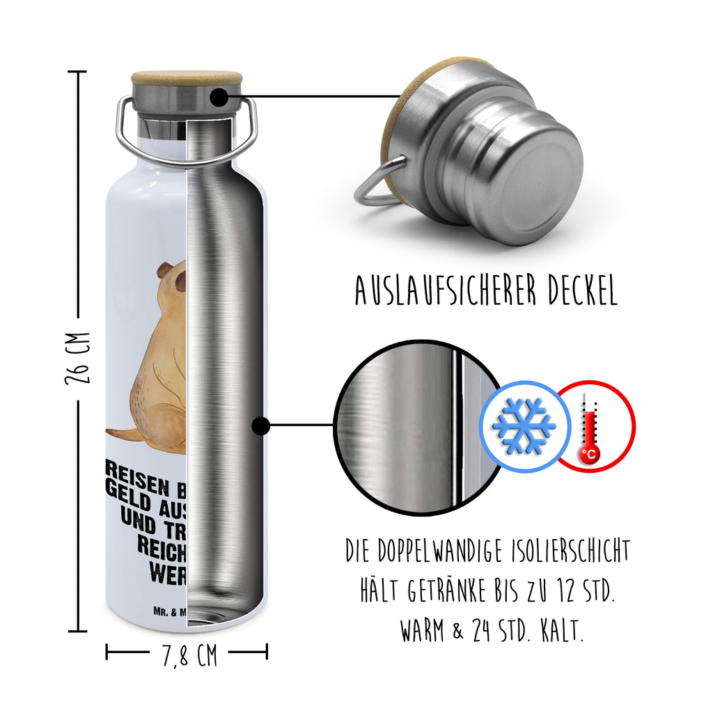 Trinkflasche Erdmännchen Thermosflasche, Isolierflasche, Edelstahl, Trinkflasche, isoliert, Wamrhaltefunktion, Sportflasche, Flasche zum Sport, Sportlerflasche, Afrika, Wildtiere, Erdmännchen, Reisen, Spruch, Weltreise, Afrikareise, Roadtrip, Traveling