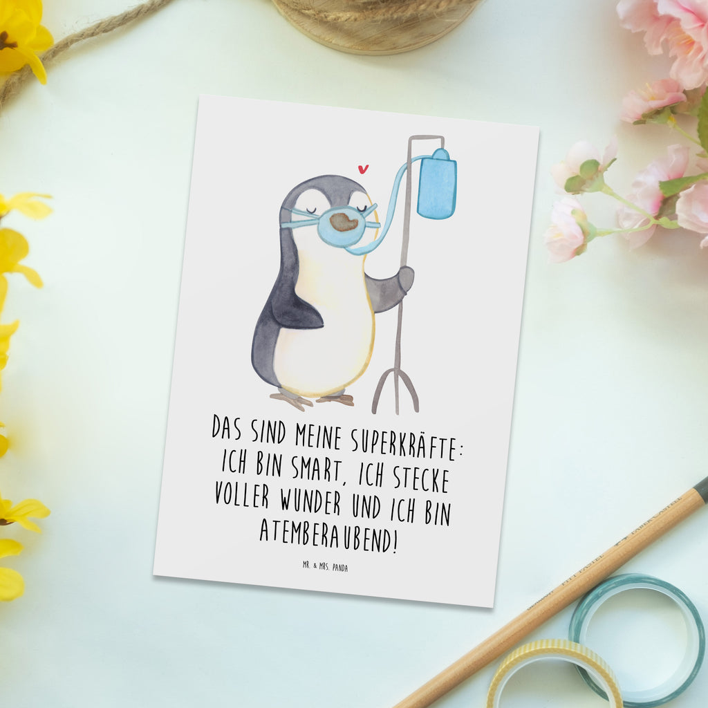 Postkarte Pinguin  Sauerstoff Postkarte, Karte, Geschenkkarte, Grußkarte, Einladung, Ansichtskarte, Geburtstagskarte, Einladungskarte, Dankeskarte, Pinguin, Sauerstoffgerät, Sauerstofftherapie