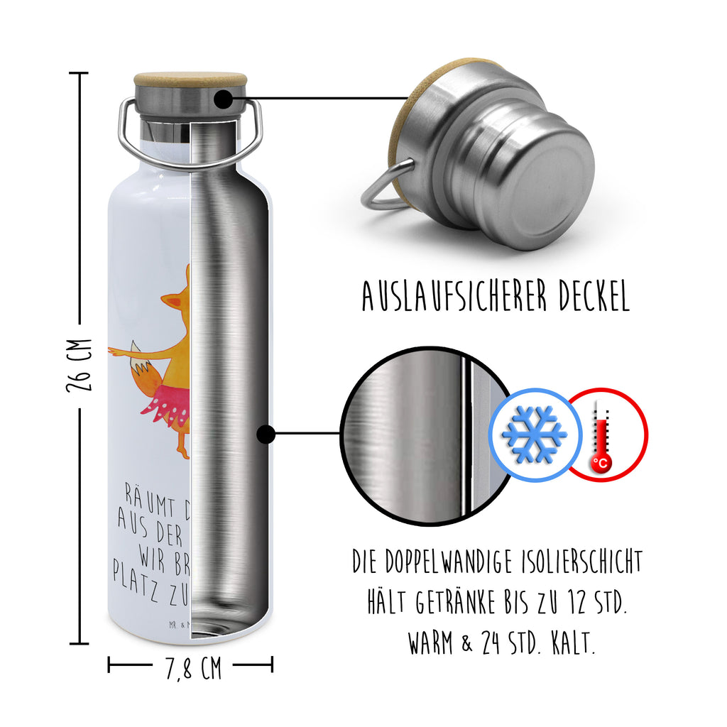 Trinkflasche Fuchs Ballerina Thermosflasche, Isolierflasche, Edelstahl, Trinkflasche, isoliert, Wamrhaltefunktion, Sportflasche, Flasche zum Sport, Sportlerflasche, Fuchs, Fuchs Spruch, Füchse, Füchsin, Ballerina, Ballett, Tänzerin, Tanzen, Party, Einladung, Geburtstag