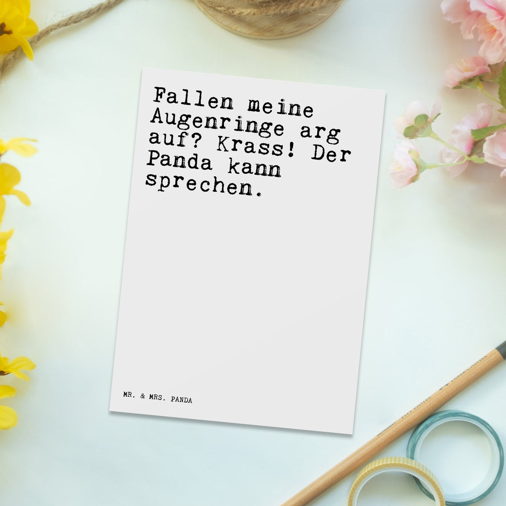 Postkarte Sprüche und Zitate Fallen meine Augenringe arg auf? Krass! Der Panda kann sprechen. Postkarte, Karte, Geschenkkarte, Grußkarte, Einladung, Ansichtskarte, Geburtstagskarte, Einladungskarte, Dankeskarte, Ansichtskarten, Einladung Geburtstag, Einladungskarten Geburtstag, Spruch, Sprüche, lustige Sprüche, Weisheiten, Zitate, Spruch Geschenke, Spruch Sprüche Weisheiten Zitate Lustig Weisheit Worte