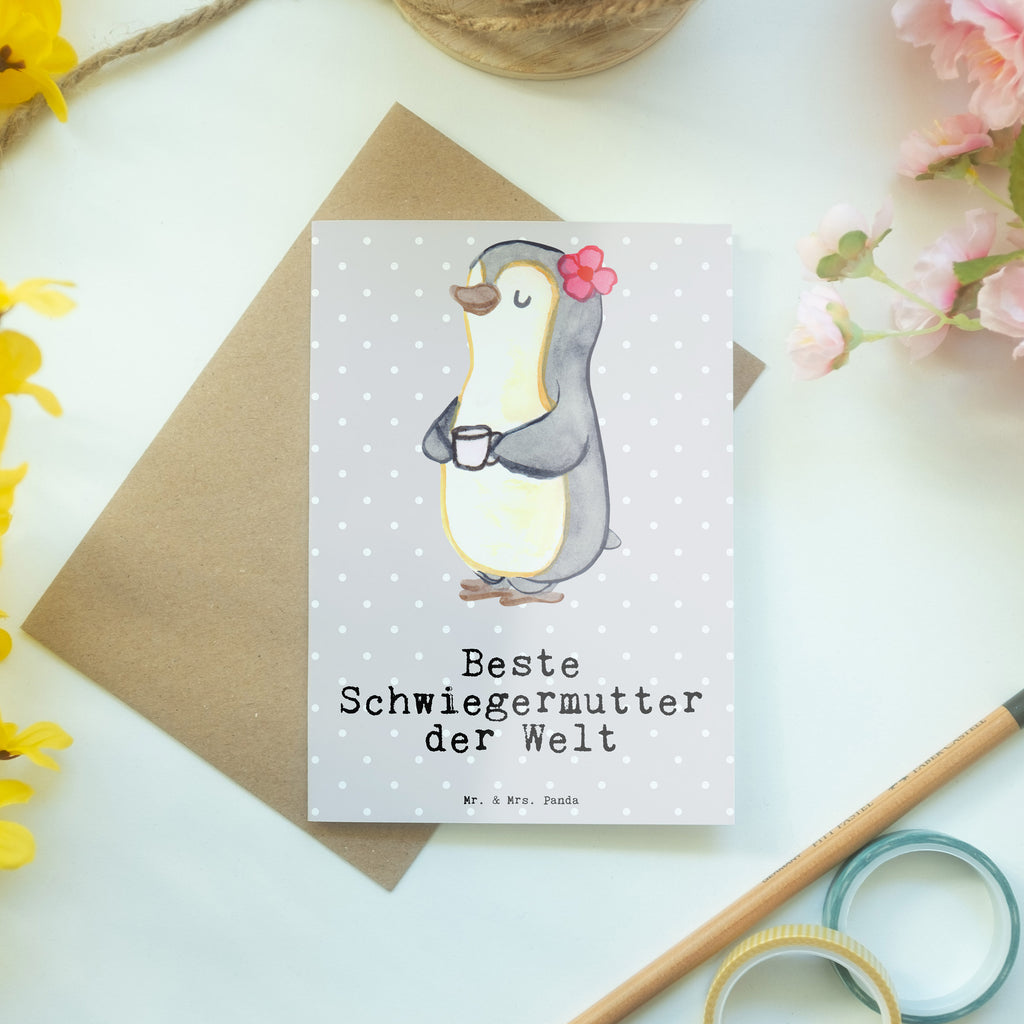 Grußkarte Pinguin Beste Schwiegermutter der Welt Grußkarte, Klappkarte, Einladungskarte, Glückwunschkarte, Hochzeitskarte, Geburtstagskarte, Karte, Ansichtskarten, für, Dankeschön, Geschenk, Schenken, Geburtstag, Geburtstagsgeschenk, Geschenkidee, Danke, Bedanken, Mitbringsel, Freude machen, Geschenktipp, Schwiegermutter, Schwiegermama, Schwiegereltern, Mama, Mutter, Mutter des Ehepartners, angeheiratet